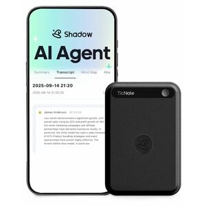 TicNote AI Voice Recorder Shadow AI Agent Transcription Summarizer Black New